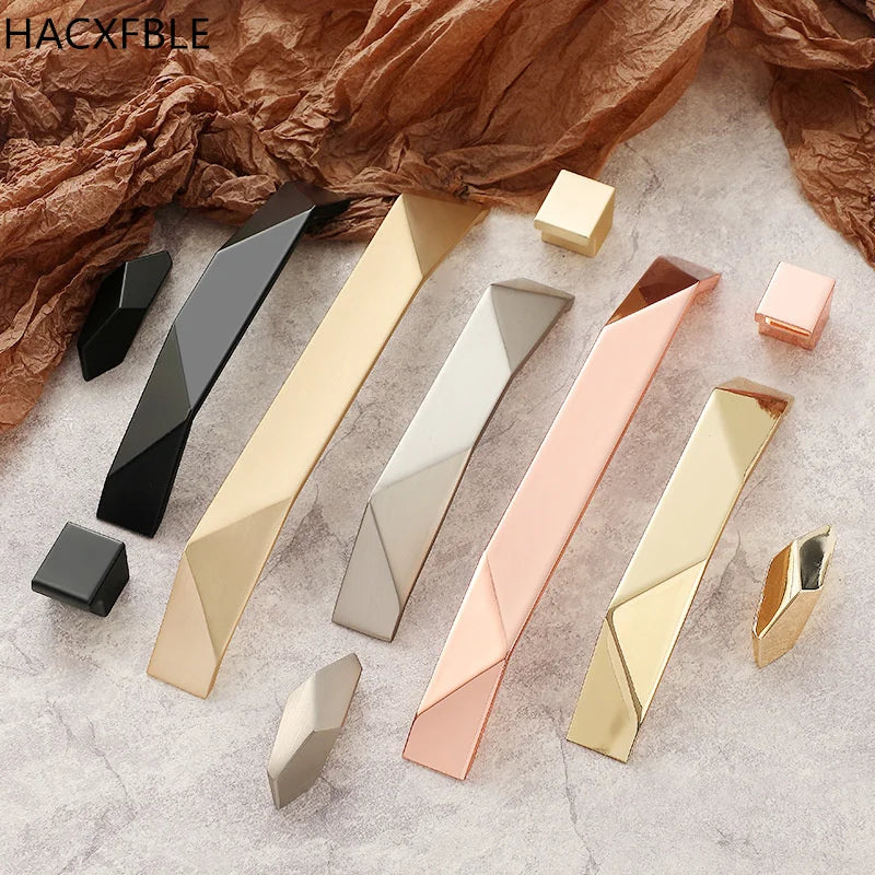 Modern Simple Geometric Design Golden Cabinet Handles Gray Drawer Knobs Kitchen Cupboard Door Handles Furniture Handles Hardware