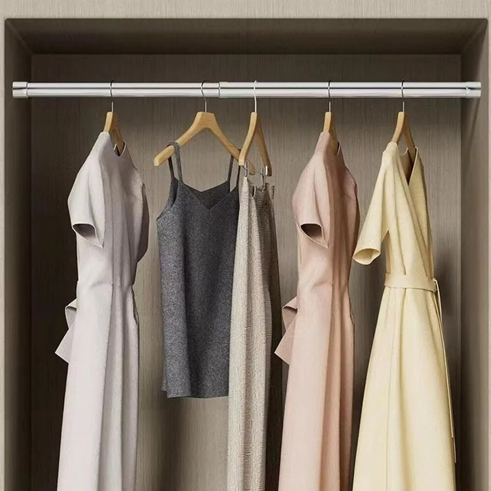 Useful Extendable Stainless Steel Wardrobe Clothes Rod Adjustable Closet Rail Pole Curtain Telescopic Hanging Rod