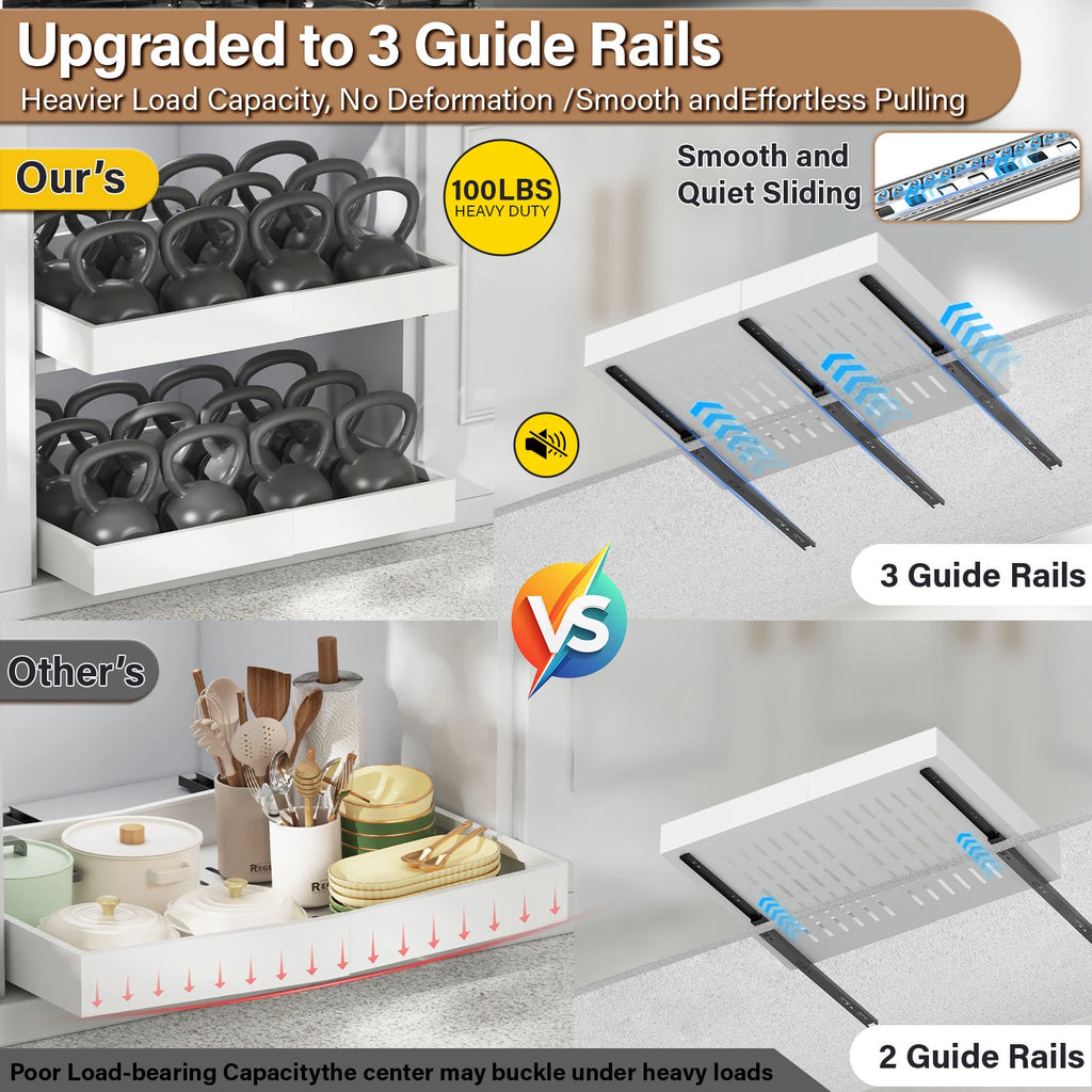 Pull Out Tray Organizer Kitchen Storage Rack Cabinet Expandable Under Sink Spice Boxes Silent Slide Drawer Style Bowl Dish Shelf