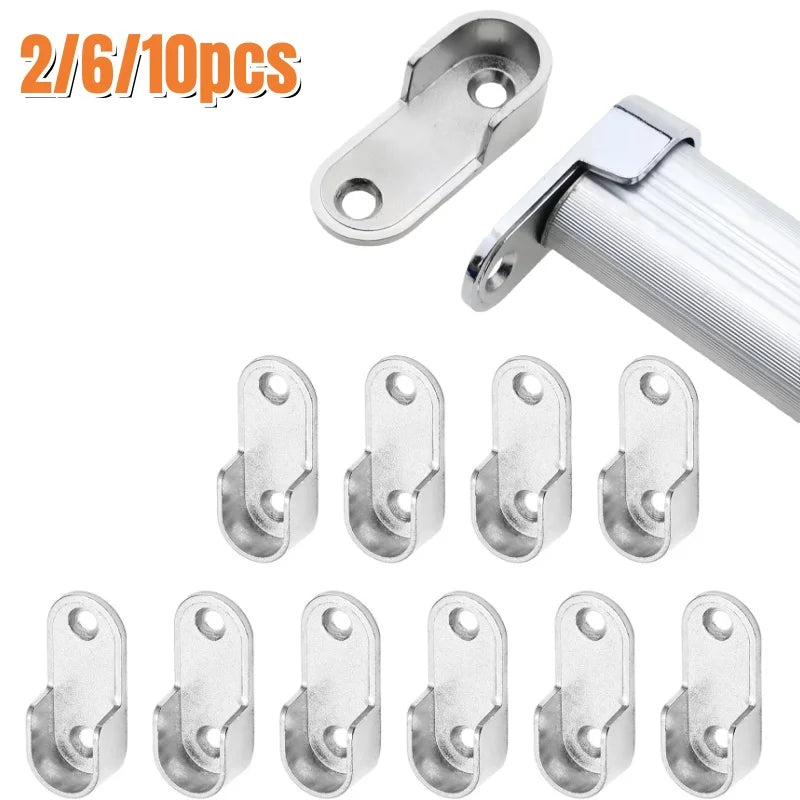 2/6/10pcs Oval Closet Rod Brackets,Wardrobe Clothes Tube Support,Thickened Zinc Alloy Rods Holder,Hanging Clothes End Supports