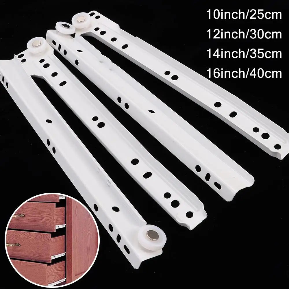 1Pair Chute Cabinets Keyboard Roller Pulley Furniture Slides Mute Two Section Drawer Track Slides Cabinet Rails