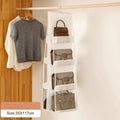 6 Pocket Hanging Handbag Organizer for Wardrobe Closet Transparent Storage Bag Door Wall Clear Sundry Bag with Hanger Pouch