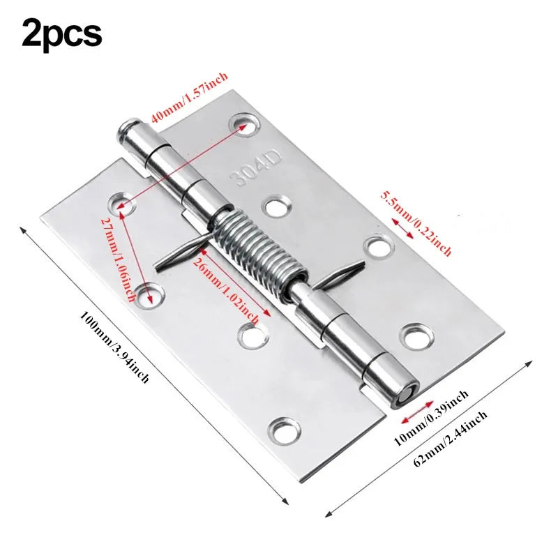 2pcs Self Closing Spring Door Hinge Stainless Steel Hinge For Window Cabinets Jewelry Boxes Automatic Rebound Hardware