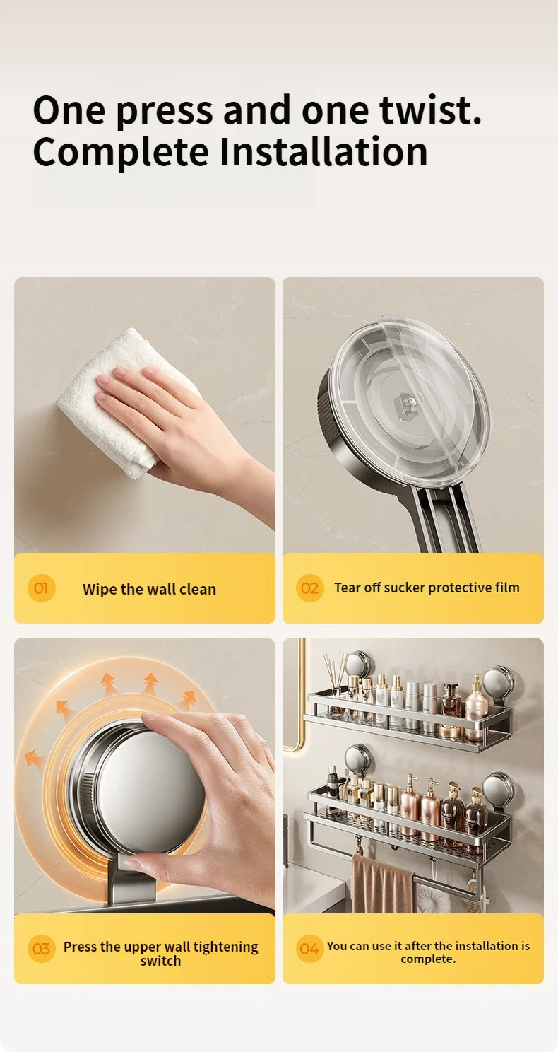 Bathroom,Suction Cup Storage Rack, Non Perforated Toilet, Washbasin, Washbasin, Wall Storage Rack