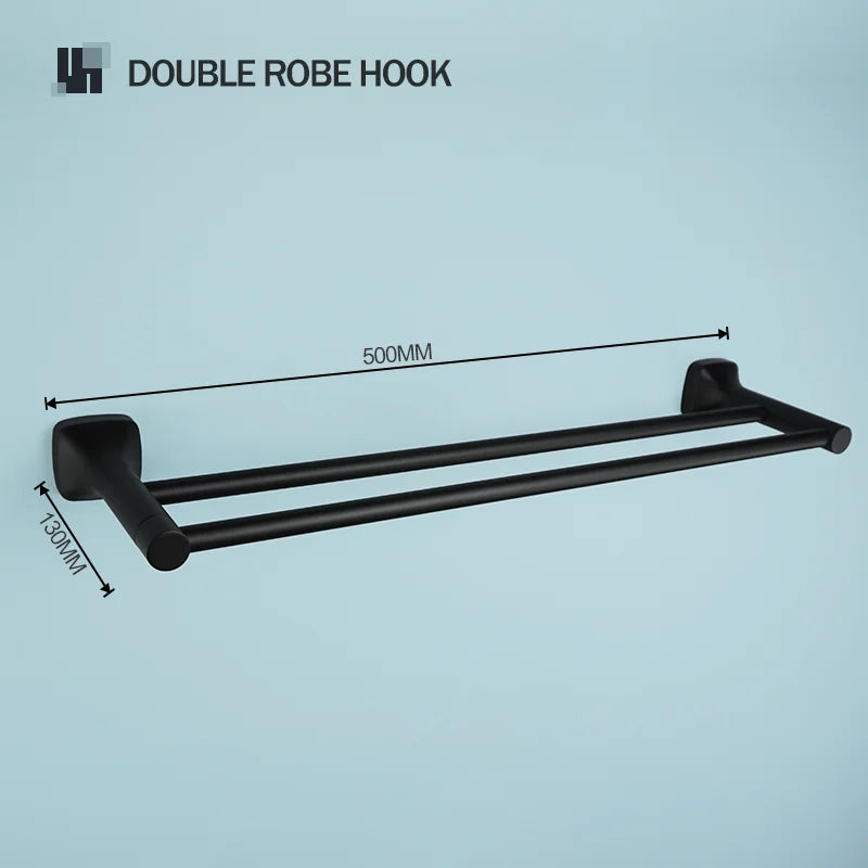 Black Bathroom Accessories Stainless Steel Wall Mounted Bath Towel Holder Robe Hook Toilet Brush Paper Towel Holder Pendant