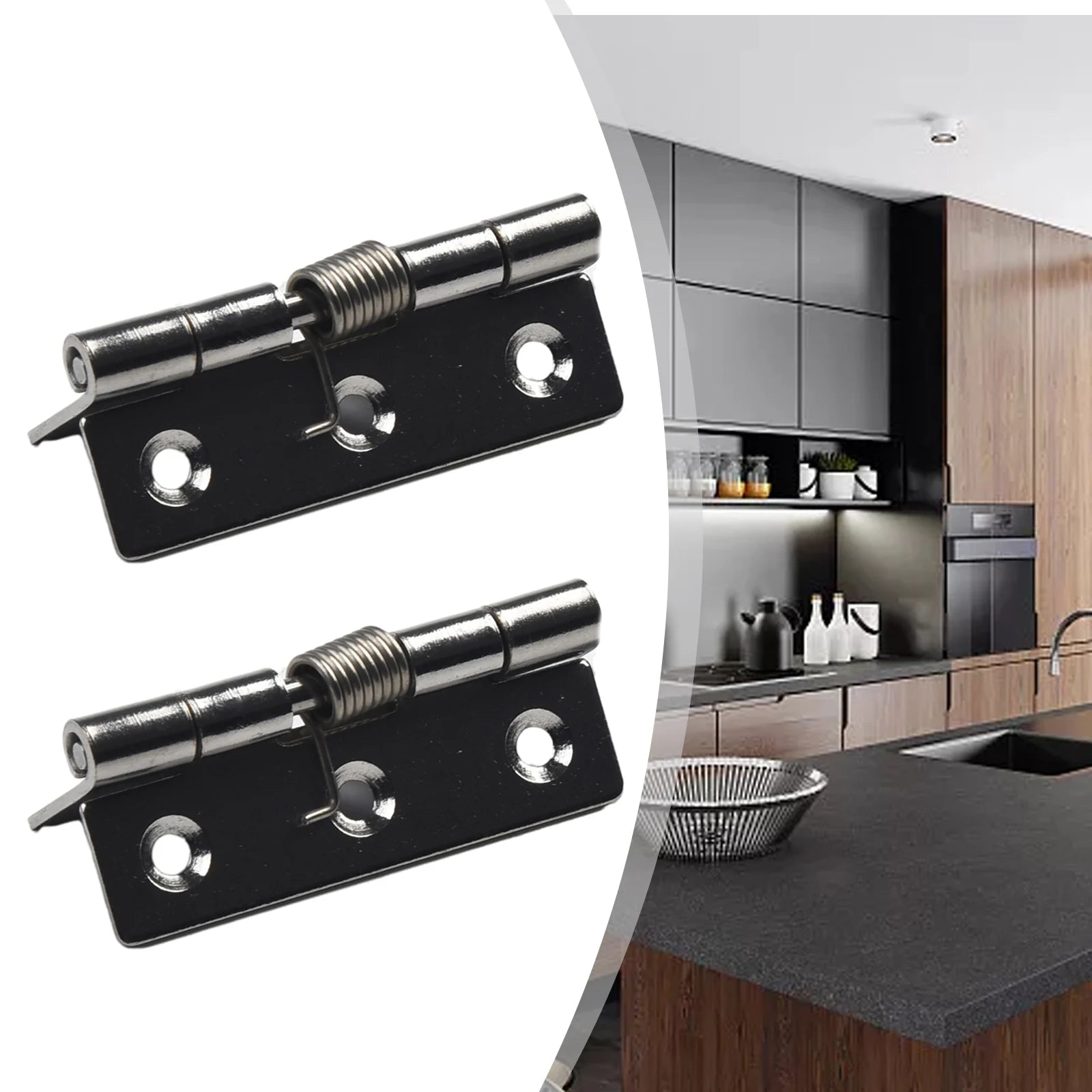 2pcs 1/1.5/2/3Inch Silver Spring Door Hinge Stainless Steel Self Closing Design Windows Cabinets Boxes Household Hardware