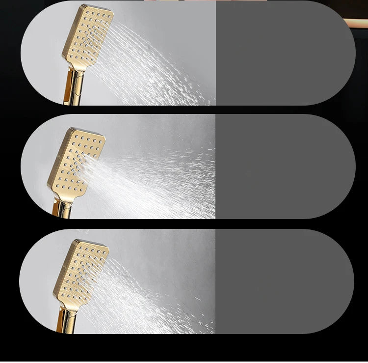 Thermostatic Bathroom Shower Set White Gold Bathroom Faucet Accessories 12 Inch Rain Shower Head Hot Cold Bathroom Shower System