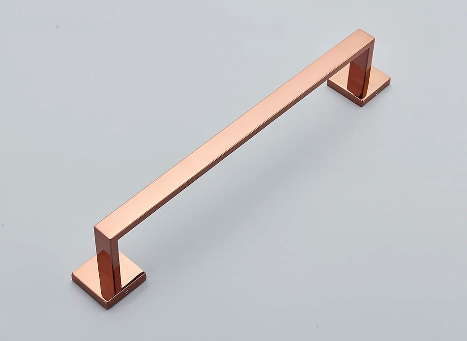 Bathroom Hardware Rose Gold Polish Shiny Bathrobe Hook Towel Rail Bar Rack Bar Shelf Tissue Paper Holder Bathroom Accessories
