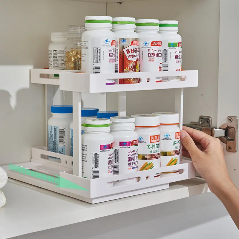 Multifunctional Rotating Pull-out Storage Rack Rotating Storage Rack Kitchen Artifact Desktop Spice Rack Kitchen Storage