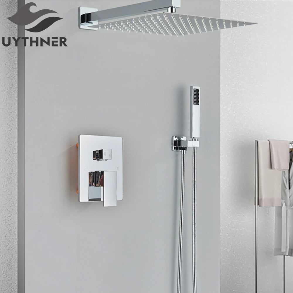 Bathroom Faucet Chrome Rain Shower Head Shower Faucet Wall Mounted Bathtub Bath Mixer Tap Beauty Bathroom Set Shower System