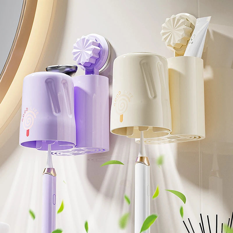Bathroom Shelves Wall Mount Toothbrush Toothpaste Holder Suction Cup Storage Rack Toiletries Organizer Bathroom Accessories
