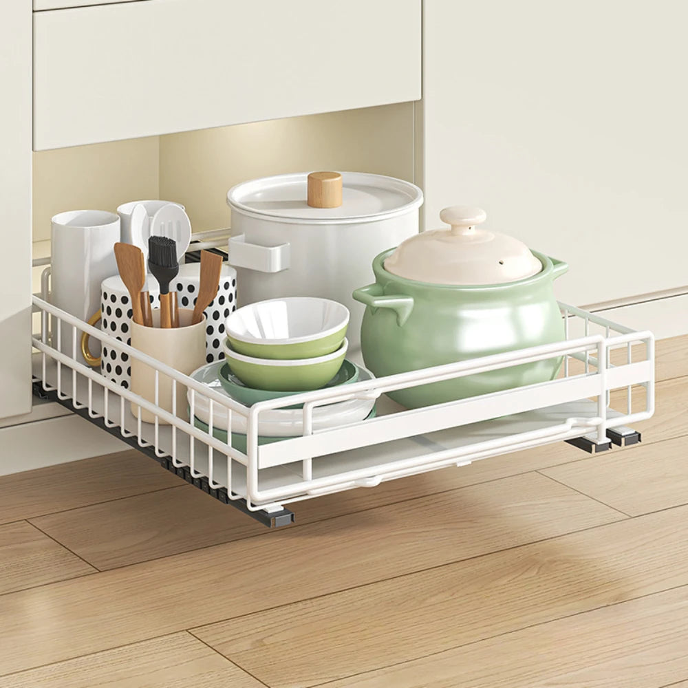 Drawer storage rack silk sliding pull-out cutlery spice bottle rack suitable for kitchens, bathrooms etc, optimizing more space