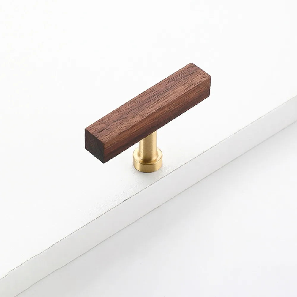 High-End Walnut Wood Wood Cabinet Handles Beech Wood Luxury Design Door Knobs Modern Minimalist Drawer Pulls Dresser