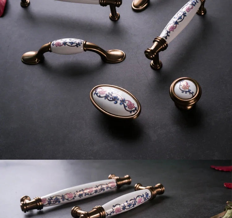 ceramic handle American retro cabinet door modern minimalist European style drawer cabinet wardrobe cabinet handle