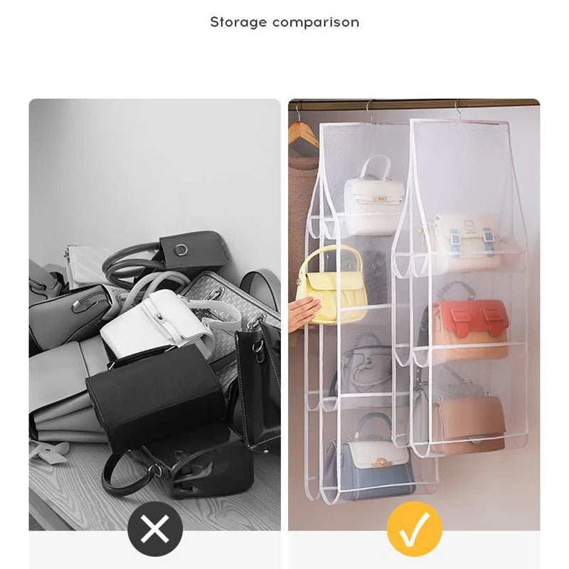 Hanging Handbag Organizer Wardrobe Closet Transparent Storage Bag Door Wall Clear Sundry Shoe Bag Hanger Pouch Accessories Stuff