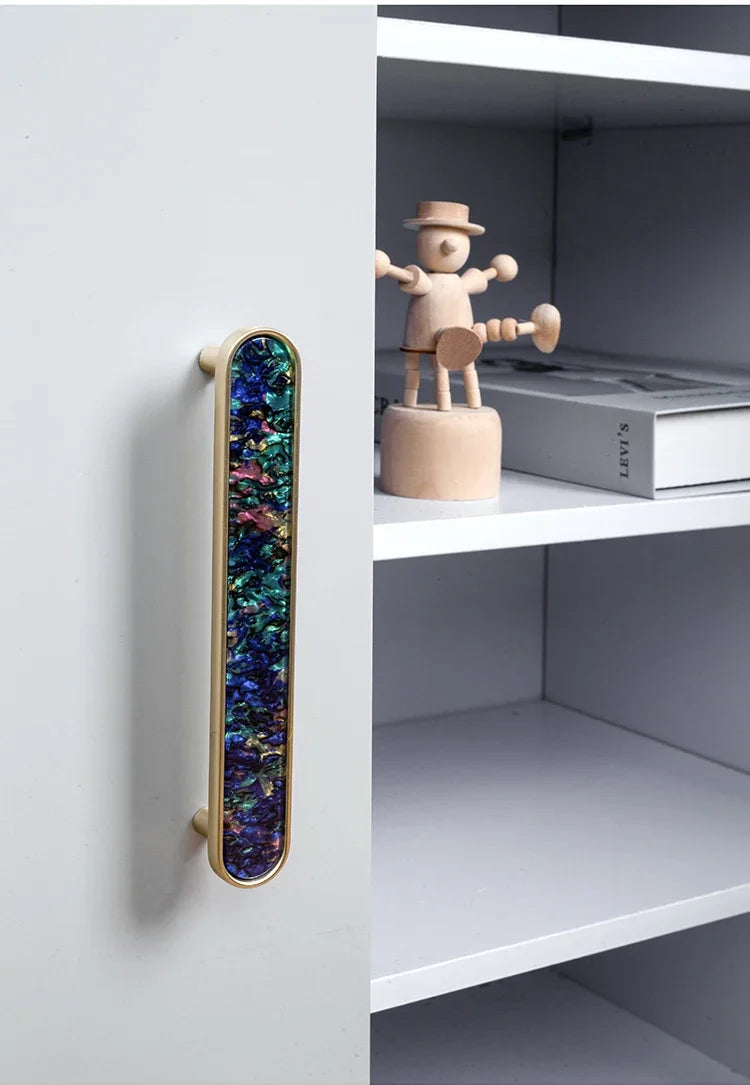Handles Drawer Cabinet Furniture Kitchen Handles for Cabinet Knob Door Drawer Furniture Kitchen Knob Brass Polychrome Shell
