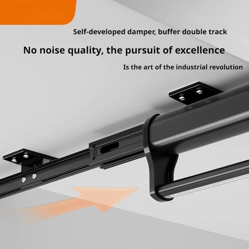 Retractable Closet Pull Out Rod Wardrobe Trousers Rack Clothes Hanger Top-mounted Damping  Slide Rail Valet Rod Pull-out Rack
