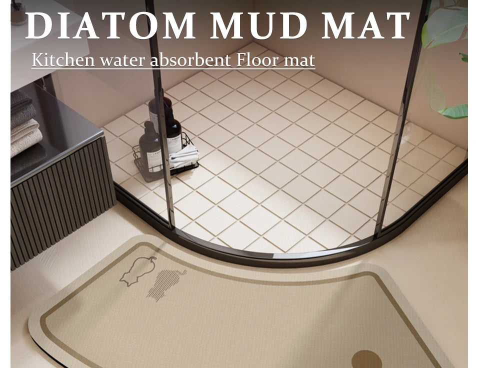 Bathroom Floor Mat Water-absorbing Non-slip Wash-free Carpet Curved Minimalist Beige Bathroom Rug Door Home Decoration Foot Mat