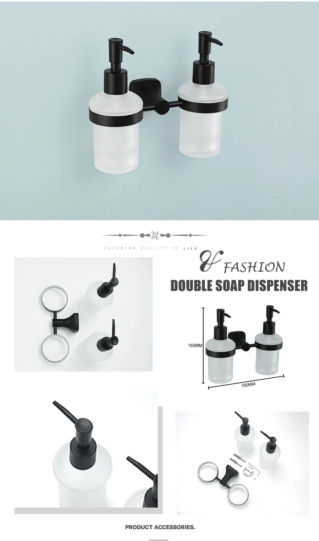 Black Bathroom Accessories Stainless Steel Wall Mounted Bath Towel Holder Robe Hook Toilet Brush Paper Towel Holder Pendant