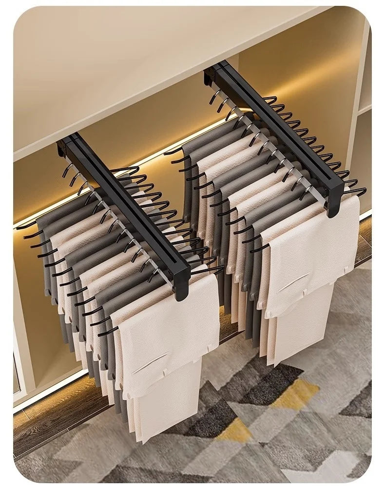 Thin cabinet topmounted telescopic wardrobe hanging rod Thin cabinet clothes hangers through wardrob Vertical Wardrobe