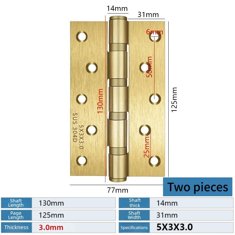 A Pair Of Stainless Steel Door Butt Hinges Furniture Hardware Decorative Accessories 4/5 Inch High-Quality Folding Hinges