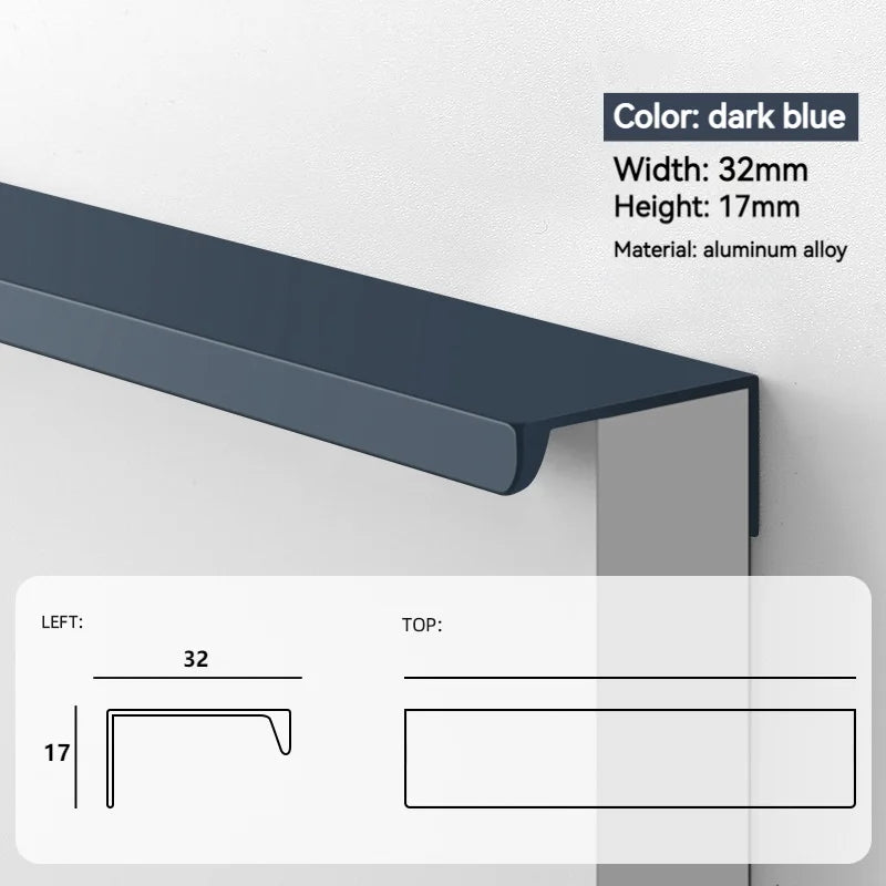 Modern Minimalist Long Door Handles, Drawers, Wardrobes, Hidden Handles, Non Perforated Cabinets, Black Edge Sealing Handles