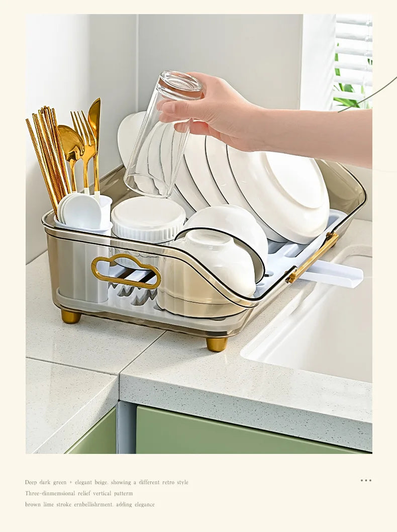 Kitchen Plate Pan Dish Drying Rack Sink Dish Drainer Detachable Rack Organizer Holder for Kitchen Countertop Utensil Holder
