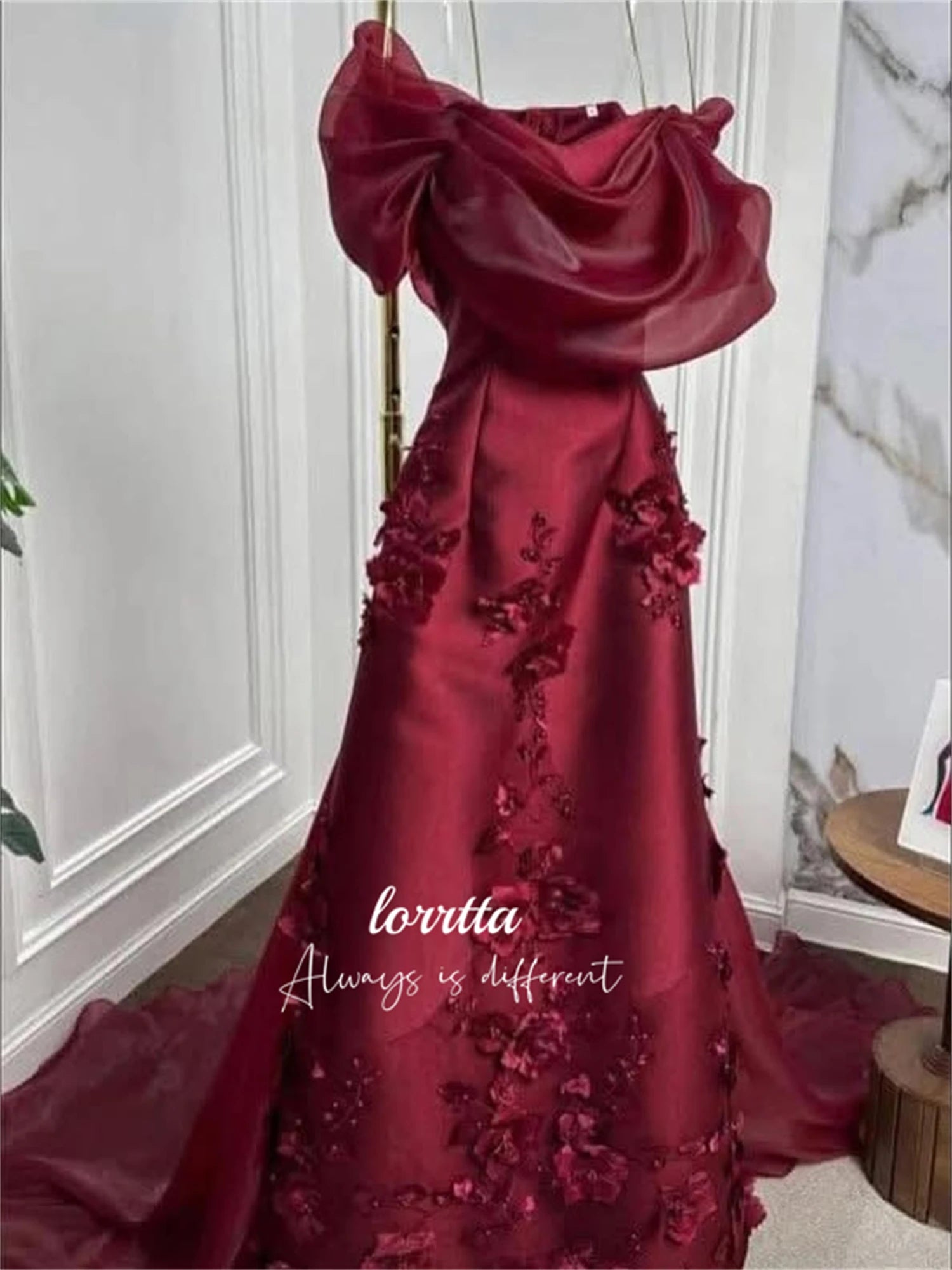 Lorrtta Party Dress Deep Red Elegant Evening Fishtail Cut Prom Womens Dresses for Special Occasions Robes De Cocktail Customized