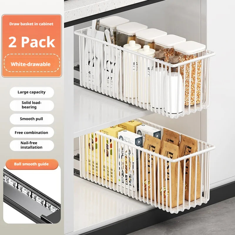 Pull Out Cabinet Organizer Basket Under The Sink Slide-out Drawer Storage Box Kitchen Sideboard Sliding Drawer Rack Shelf