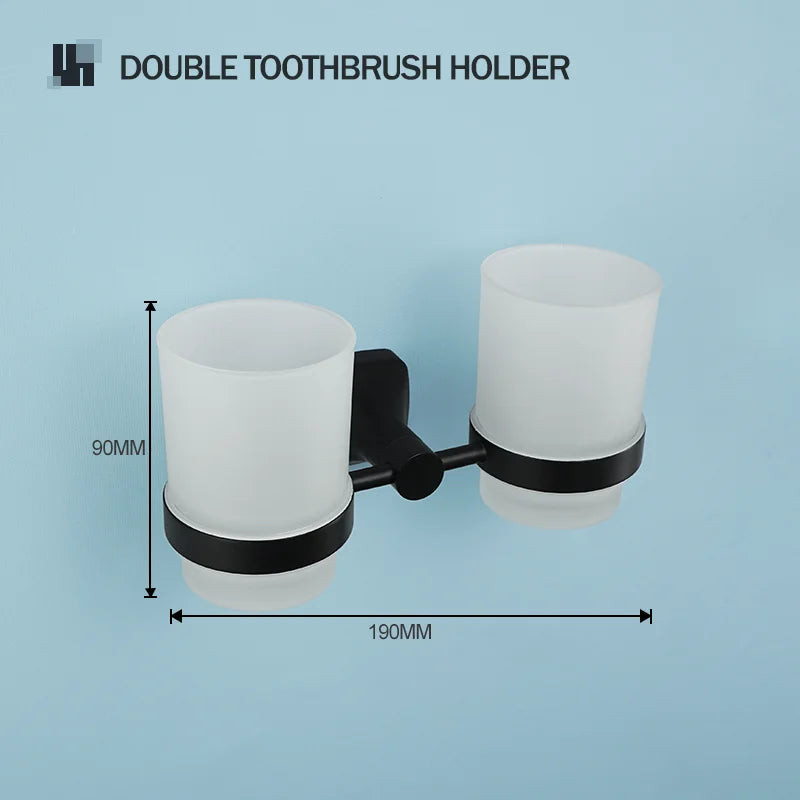 Black Bathroom Accessories Stainless Steel Wall Mounted Bath Towel Holder Robe Hook Toilet Brush Paper Towel Holder Pendant