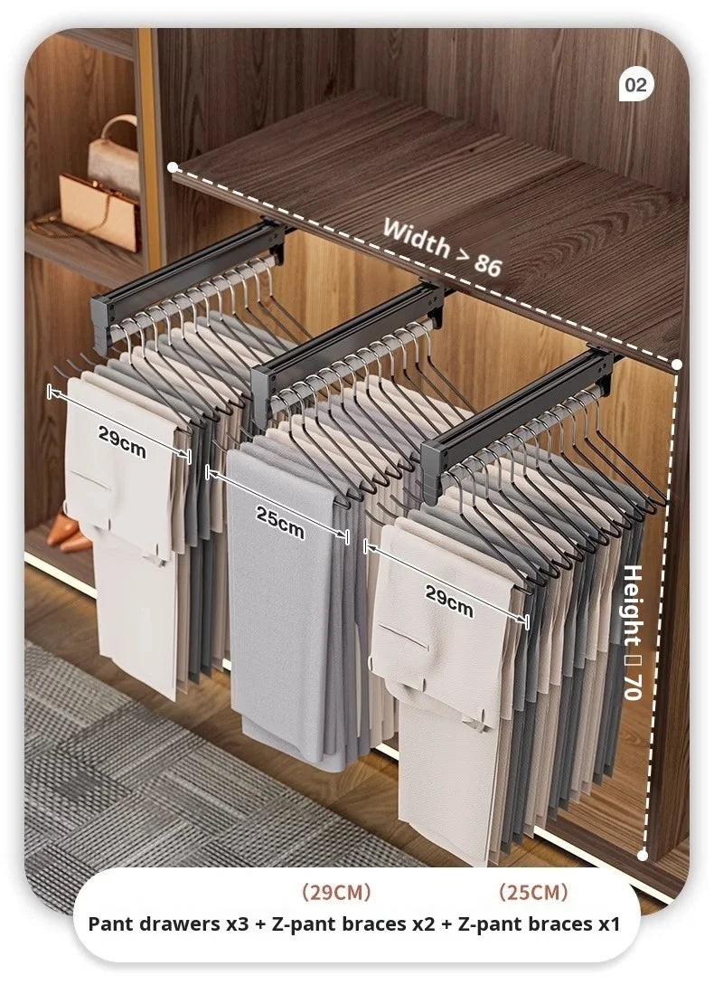 Thin cabinet topmounted telescopic wardrobe hanging rod Thin cabinet clothes hangers through wardrob Vertical Wardrobe