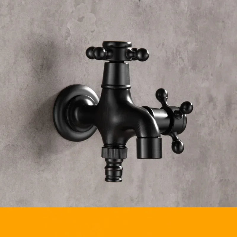 Bathroom Corner Washing Machine Faucet Black Bronze Single Cold Tap Outdoor Garden Wall Mounted Bibcock Tap Mop Pool Taps