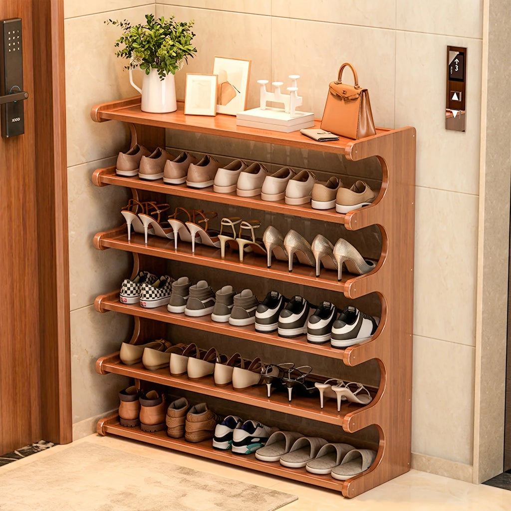 Practical Storage Rack, Shoe Rack, Space-Saving Design, Multi-Layer Independent Storage Rack, Wood Grain Finish, Easy to Assemble, Self-Supporting Cube Shoe Rack, Shelves, Suitable for Dormitories and Entryways, Easy to Assem
