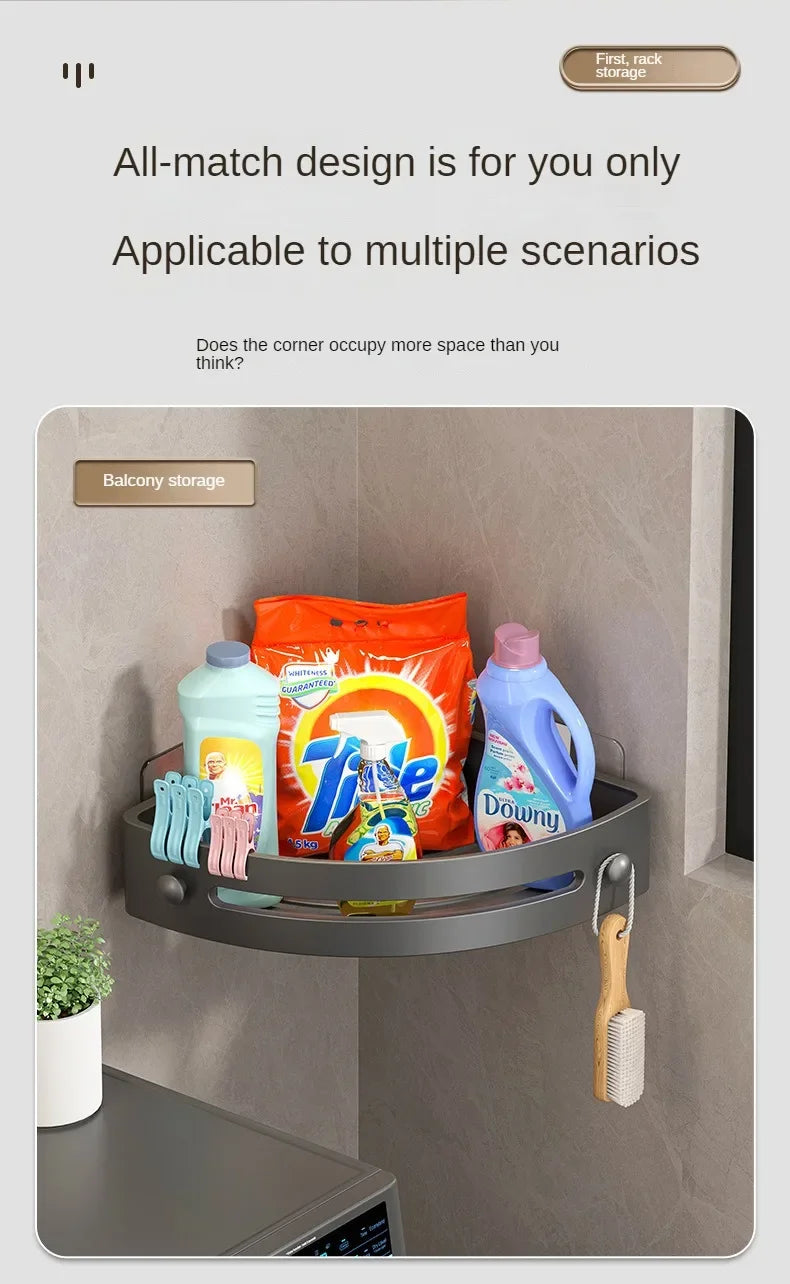 2PCS Bathroom Shelf Plastic Shampoo Rack Shower Rack No Drill Shelf Kitchen Storage Rack Bathroom Accessories