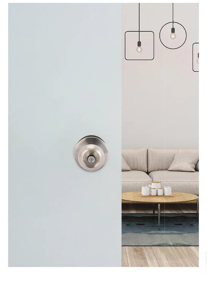 Anti-bumping House Door Handle Lock With Knobs Interior Round for Bedroom Bathroom Stainless Turn Thumb Armored Privacy Articles