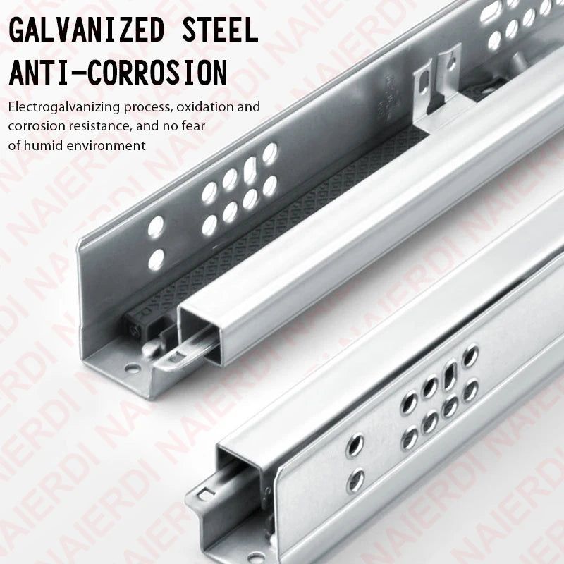 NAIERDI 1Pair 10"-20" Under Mount Hydraulic Drawer Slides Rails Soft Close 2 Section Damper Buffer Hidden Tracks Drawer Rails