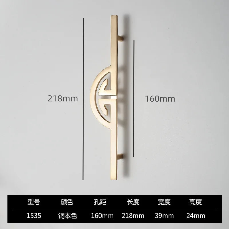 New Chinese Wardrobe Door Handle Golden Cabinet Door Pulls Drawer Shoe Wine Cabinet Handles Long Opposite Furniture Hardware