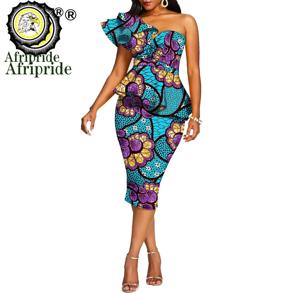 African 2 Piece Set for Women Crop Top + Print Skrit Set Ankara Clothing Dashiki Outfits Blouse Shirt Midi Skirt Casual S1926100
