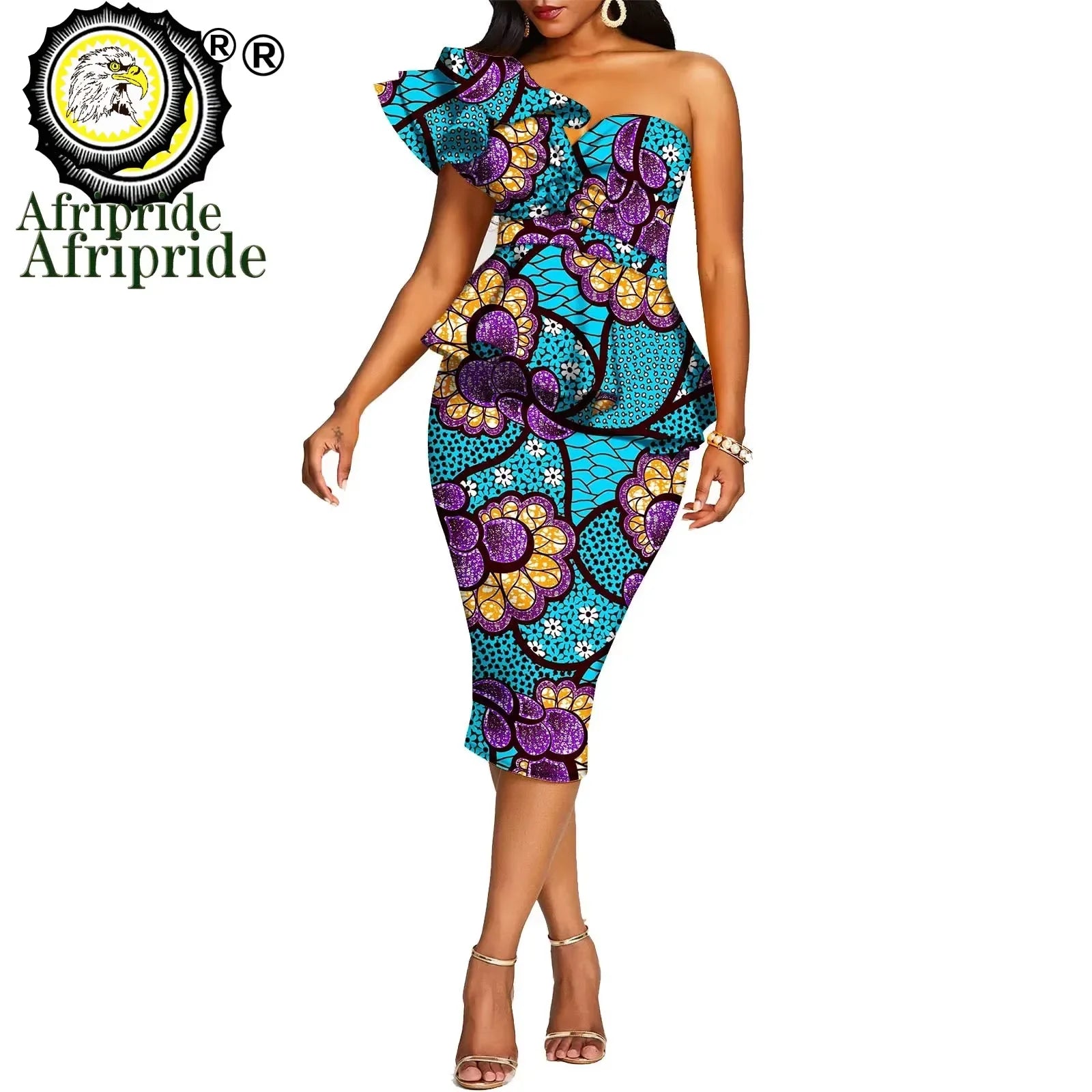 African 2 Piece Set for Women Crop Top + Print Skrit Set Ankara Clothing Dashiki Outfits Blouse Shirt Midi Skirt Casual S1926100