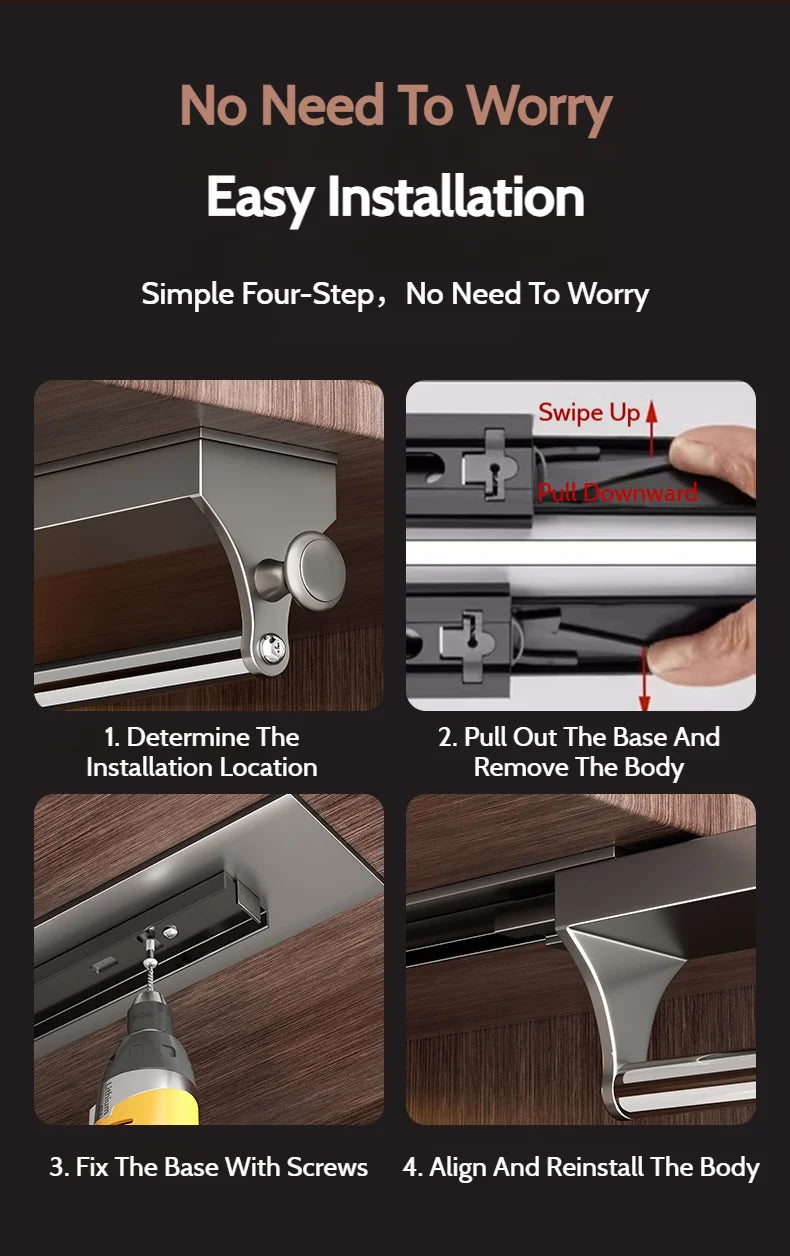 Pull Push Adjustable Top Mounting Closet Interior Telescopic Hanging Rod Cloakroom Retractable Slide Track Clothes Organizer