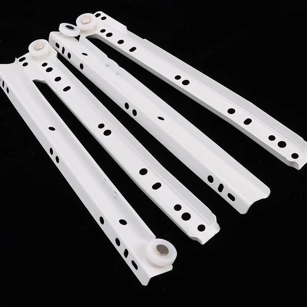 1Pair Chute Cabinets Keyboard Roller Pulley Furniture Slides Mute Two Section Drawer Track Slides Cabinet Rails