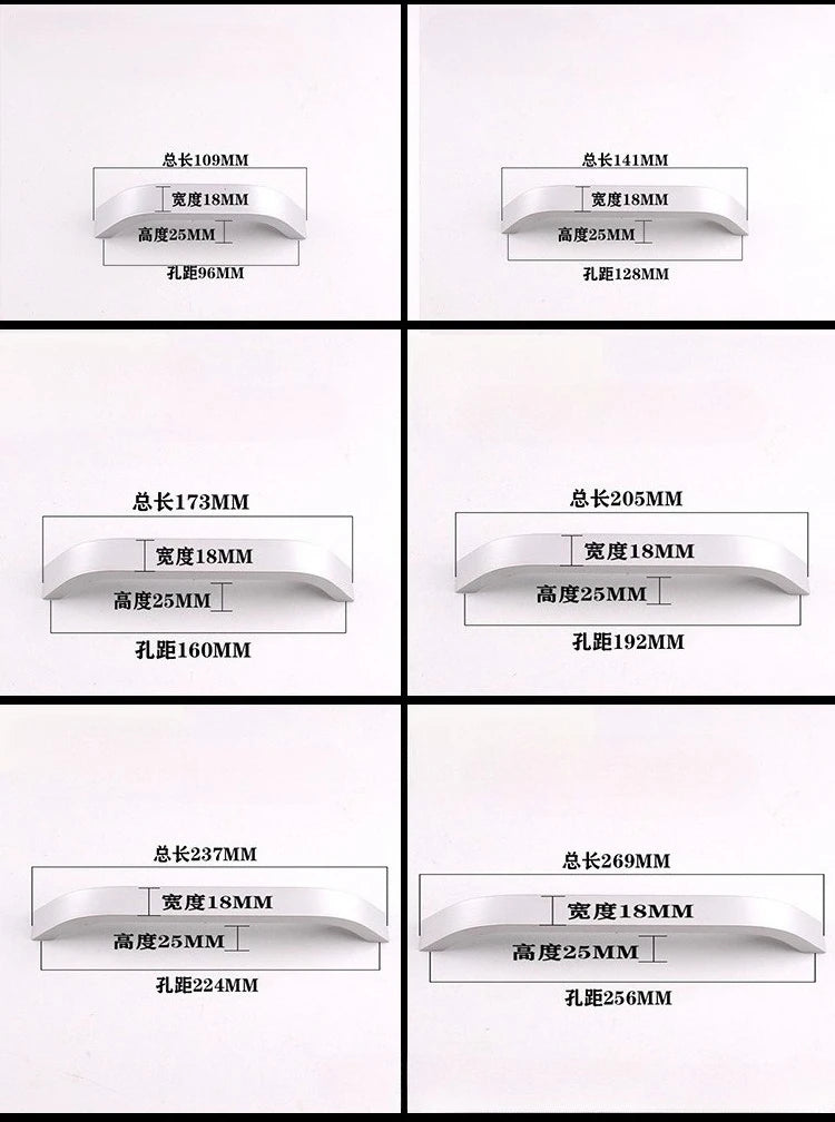 Modern Simple Handles for Furniture Silver Bedroom Wardrobe Dresser Nightstand Drawer Handles Kitchen Drawer Cabinet Handles