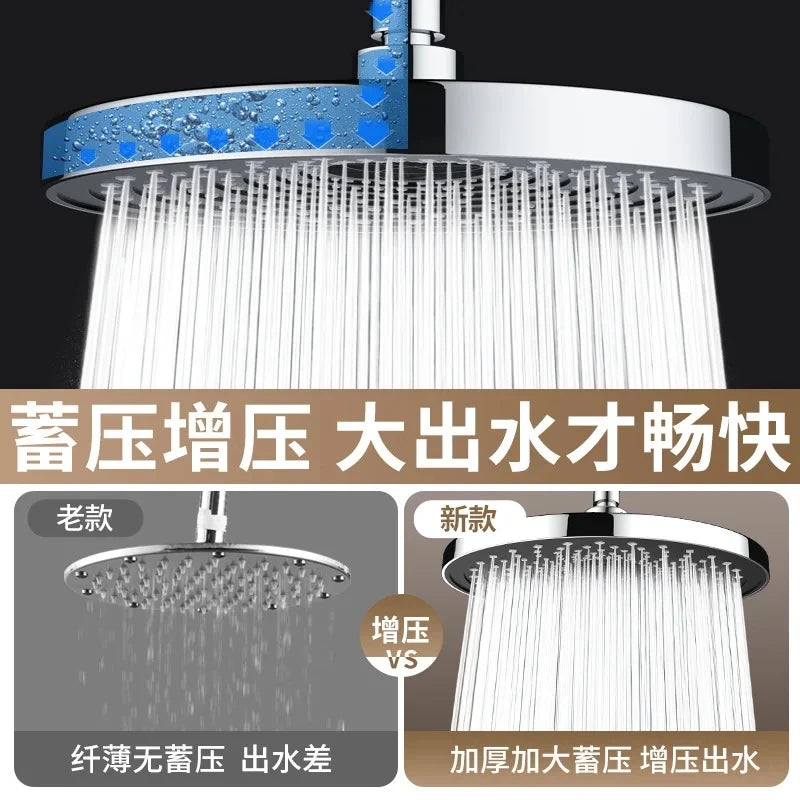 10 Inches Big Panel Large Flow Ceiling Mounted Supercharge Shower Head Set 3 Modes High Pressure Abs Rainfall Bathroom Shower ﻿