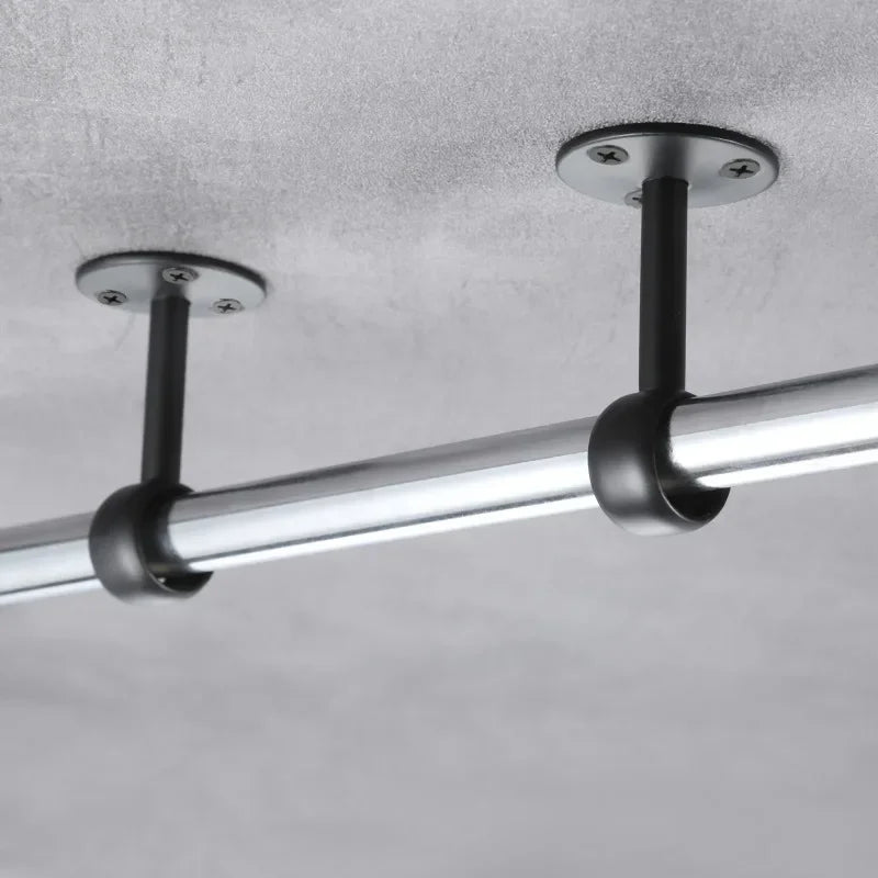 4Pcs 16/19/22/25/32mm Wardrobe Hanger Pipe Bracket Steel Flange Tube Holder for Clothes Curtain Rod Ceiling Fixed Support Clamps