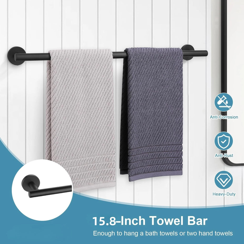 Bathroom Hardware Set Stainless Steel Towel Rack Set Toilet Paper Holder Robe Hooks Towel Ring Bathroom Accessories Set