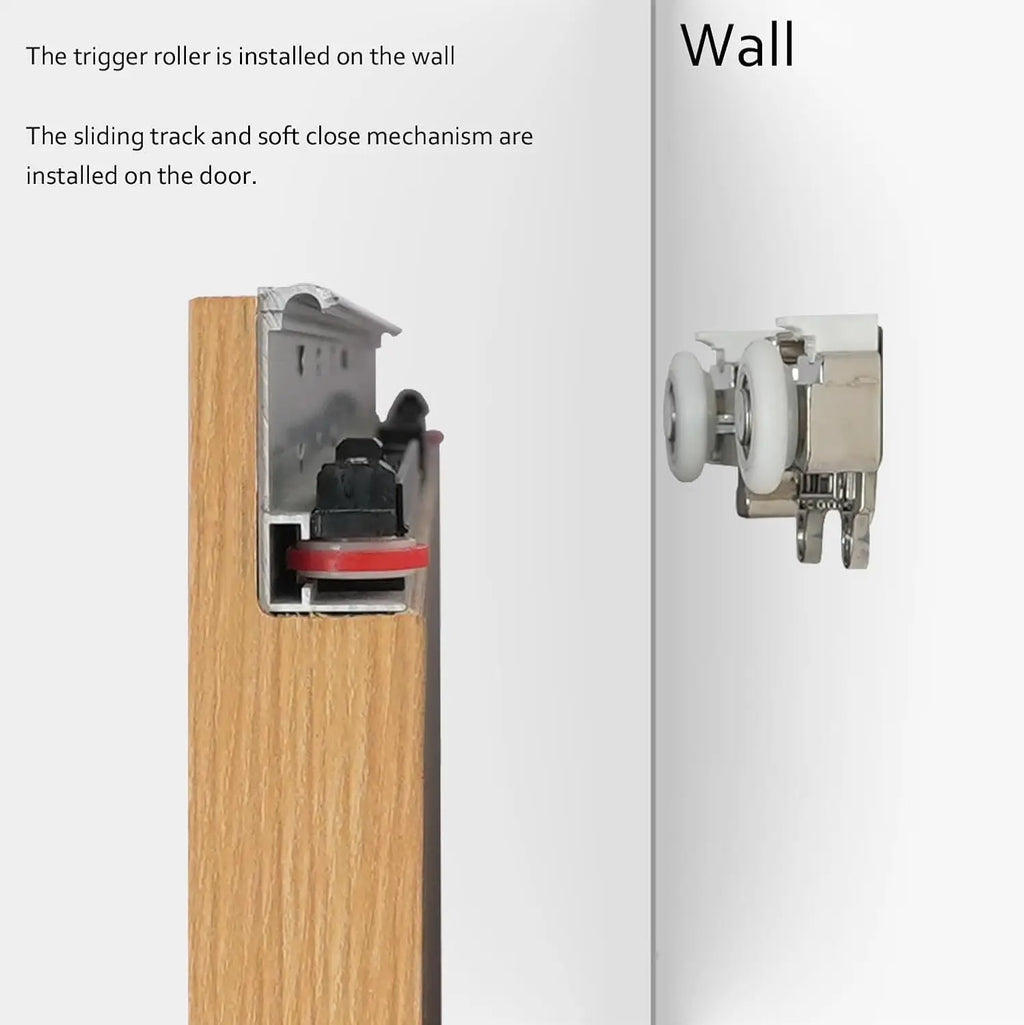 38" Hidden Sliding Barn Door Hardware Track Kit,Floating Soft Closing Interior Wall Mount Track Rolling Set,No Floor Rail