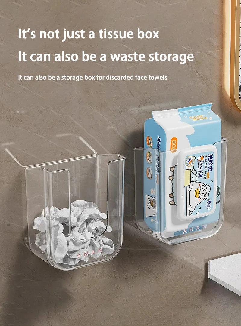 Bathroom Non Perforated Wall Mounted Wet Tissue Storage Box with Large Opening and Strong Load-bearing Capacity