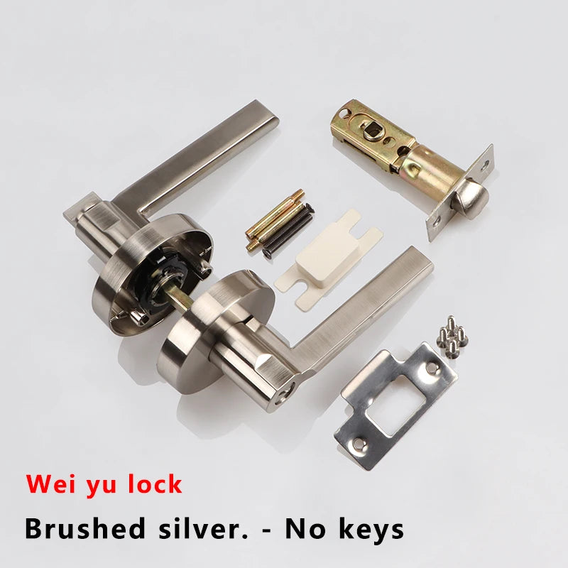 Door Lock Household Universal Silent Toilet Indoor Bedroom Lock Three-bar Handle Lock Old-Fashioned Spherical Round Door Lock