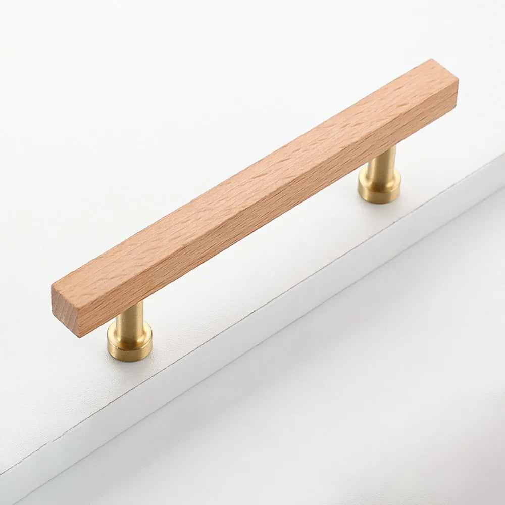 Light Luxury Walnut Wood Wood Cabinet Handles Luxury Design Beech Wood Door Knobs Minimalist Modern Cabinet Pulls Closet