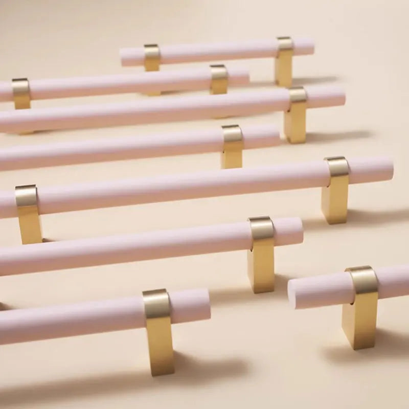 Wooden Cabinet Handles Pink White Drawer T Bar Knobs For Children's Room Brass Bookcase Wardrobe Pulls Modern Furniture Hardware